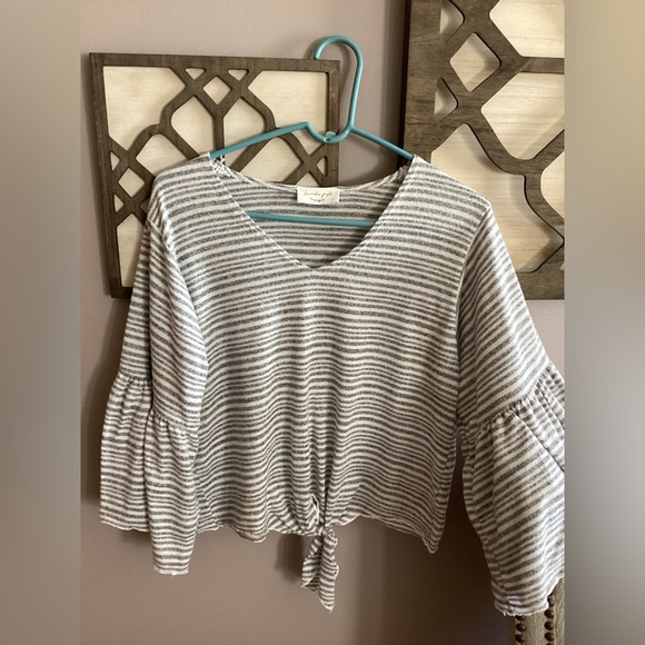 Lavender Field Gray Striped Blouse - Picture 1 of 4